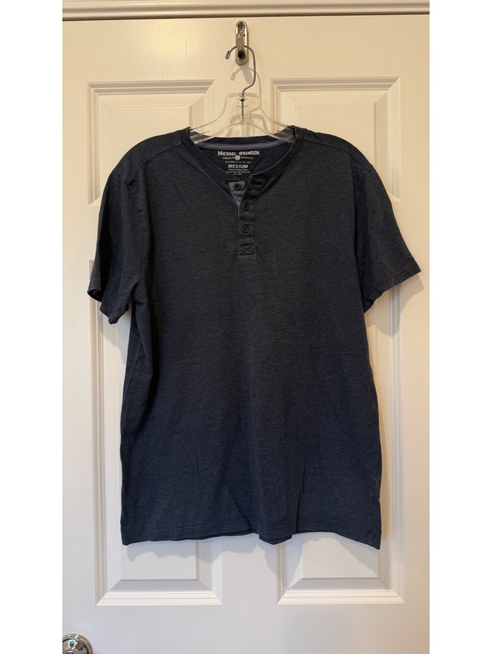 Michael Brandon Premium Apparel Navy Henley Short Sleeve T-Shirt Men’s M